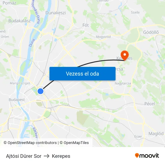 Ajtósi Dürer Sor to Kerepes map
