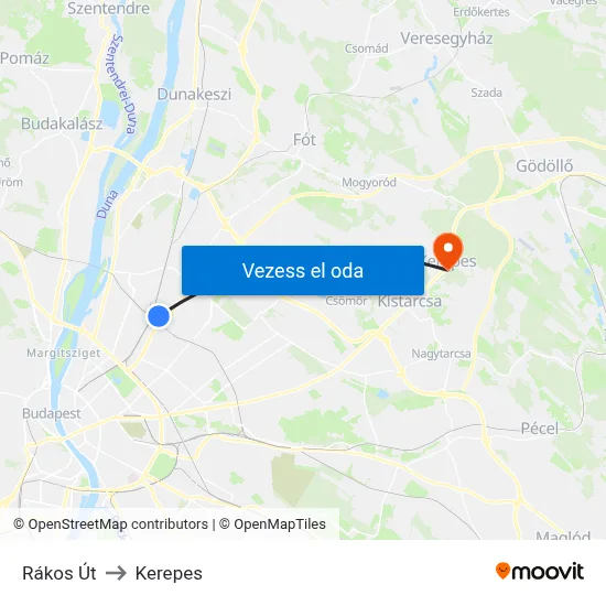 Rákos Út to Kerepes map