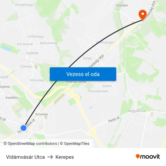 Vidámvásár Utca to Kerepes map