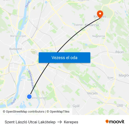 Szent László Utcai Lakótelep to Kerepes map