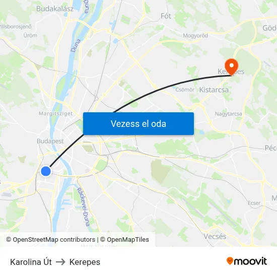 Karolina Út to Kerepes map