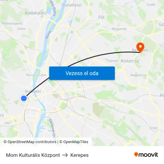 Mom Kulturális Központ to Kerepes map