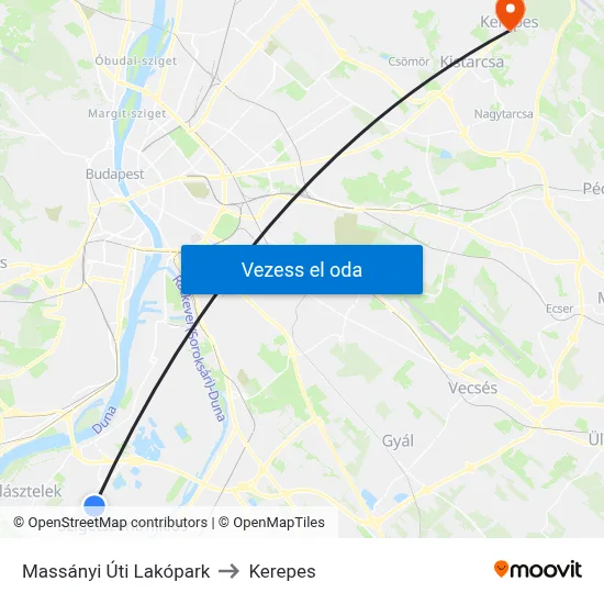 Massányi Úti Lakópark to Kerepes map