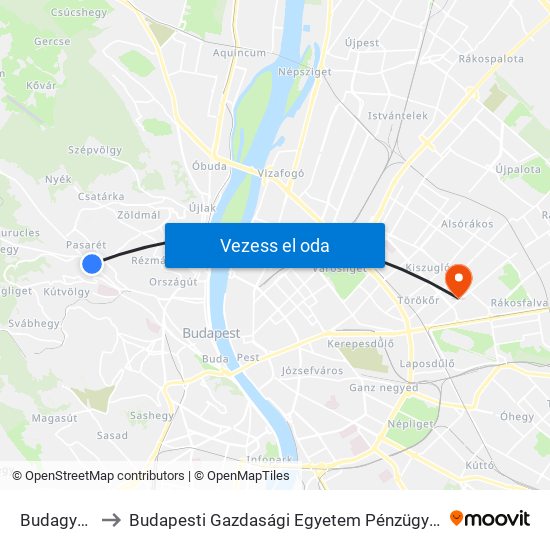 Budagyöngye to Budapesti Gazdasági Egyetem Pénzügyi És Számviteli Kar map