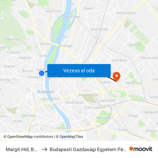 Margit Híd, Budai Hídfő H to Budapesti Gazdasági Egyetem Pénzügyi És Számviteli Kar map