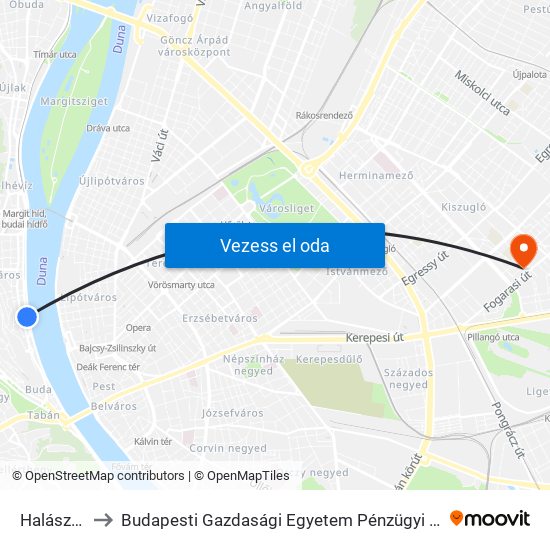 Halász Utca to Budapesti Gazdasági Egyetem Pénzügyi És Számviteli Kar map