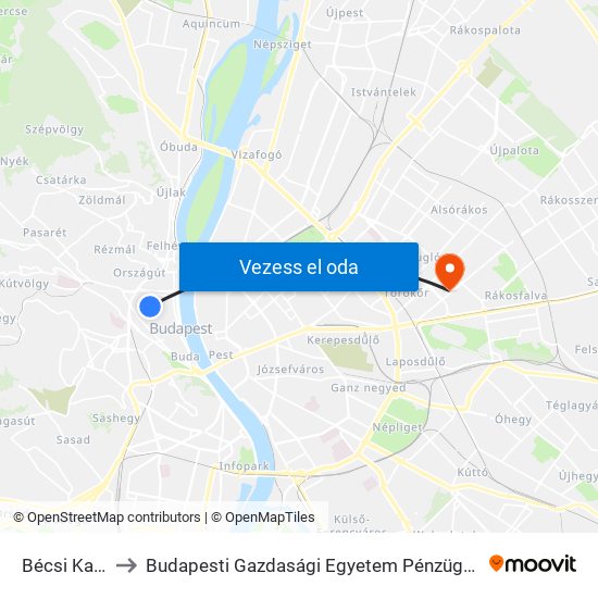 Bécsi Kapu Tér to Budapesti Gazdasági Egyetem Pénzügyi És Számviteli Kar map
