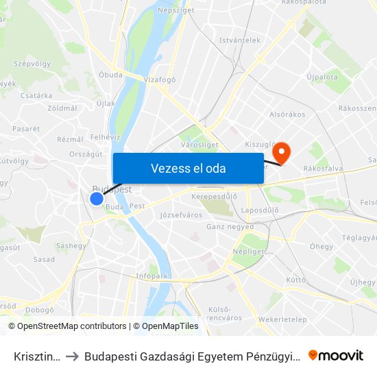 Krisztina Tér to Budapesti Gazdasági Egyetem Pénzügyi És Számviteli Kar map
