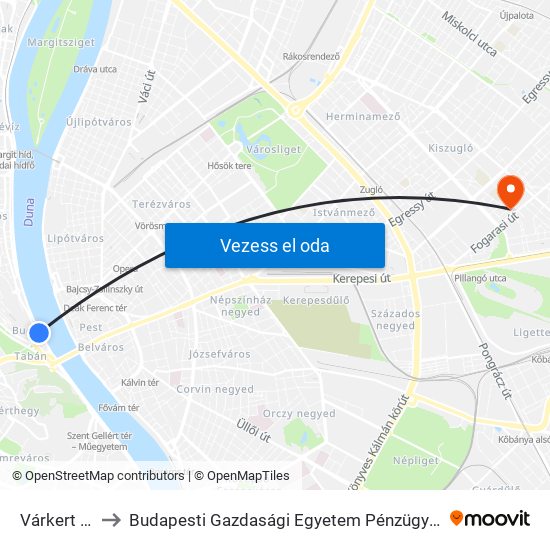 Várkert Bazár to Budapesti Gazdasági Egyetem Pénzügyi És Számviteli Kar map