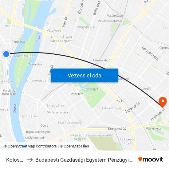 Kolosy Tér to Budapesti Gazdasági Egyetem Pénzügyi És Számviteli Kar map