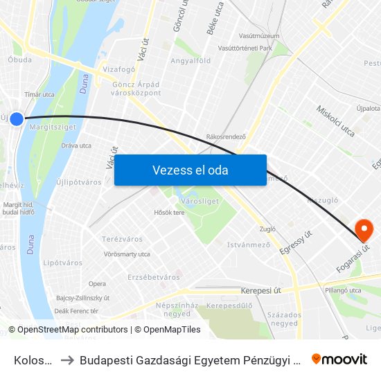 Kolosy Tér to Budapesti Gazdasági Egyetem Pénzügyi És Számviteli Kar map