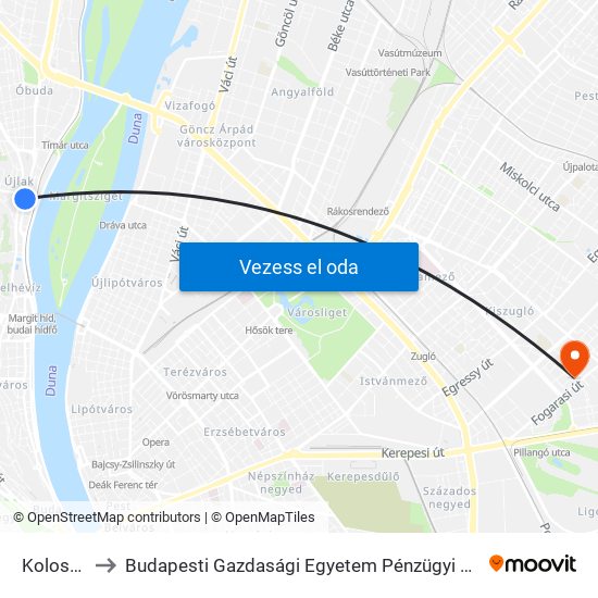 Kolosy Tér to Budapesti Gazdasági Egyetem Pénzügyi És Számviteli Kar map