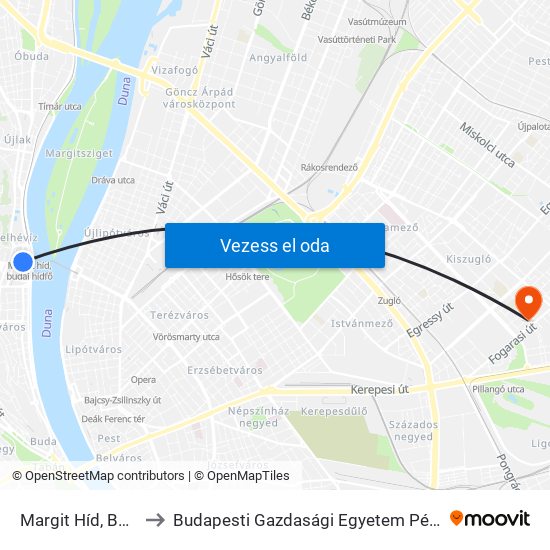 Margit Híd, Budai Hídfő H to Budapesti Gazdasági Egyetem Pénzügyi És Számviteli Kar map