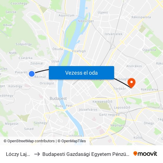 Lóczy Lajos Utca to Budapesti Gazdasági Egyetem Pénzügyi És Számviteli Kar map