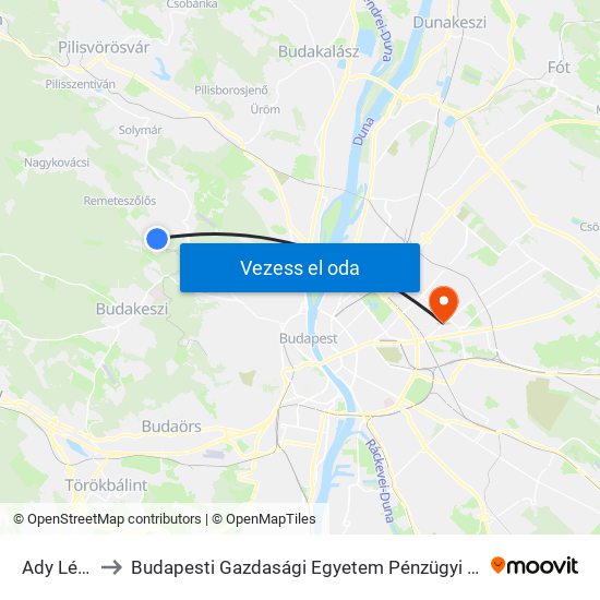 Ady Lépcső to Budapesti Gazdasági Egyetem Pénzügyi És Számviteli Kar map