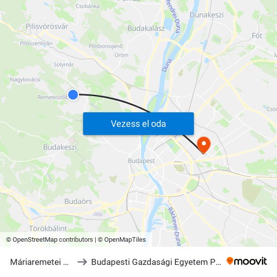 Máriaremetei Kegytemplom to Budapesti Gazdasági Egyetem Pénzügyi És Számviteli Kar map