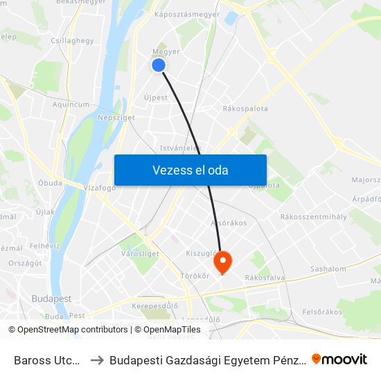 Baross Utca / Fóti Út to Budapesti Gazdasági Egyetem Pénzügyi És Számviteli Kar map