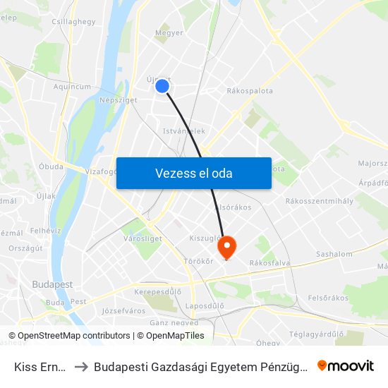 Kiss Ernő Utca to Budapesti Gazdasági Egyetem Pénzügyi És Számviteli Kar map