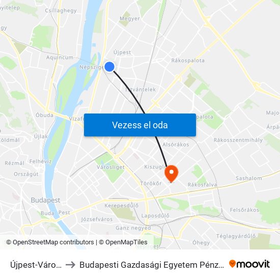 Újpest-Városkapu M to Budapesti Gazdasági Egyetem Pénzügyi És Számviteli Kar map