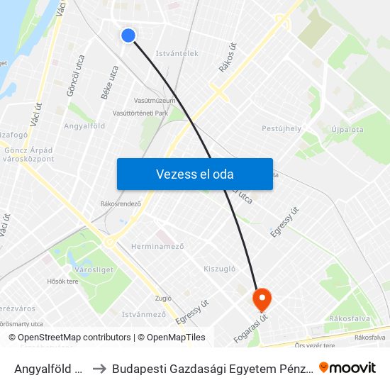 Angyalföld Kocsiszín to Budapesti Gazdasági Egyetem Pénzügyi És Számviteli Kar map