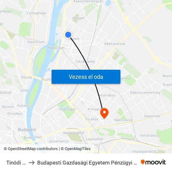 Tinódi Utca to Budapesti Gazdasági Egyetem Pénzügyi És Számviteli Kar map