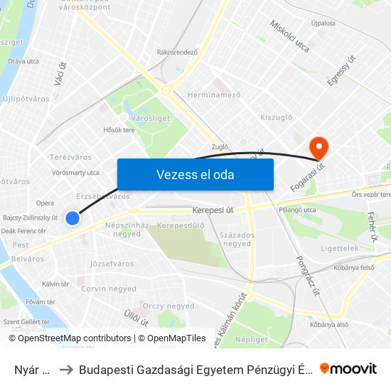 Nyár Utca to Budapesti Gazdasági Egyetem Pénzügyi És Számviteli Kar map