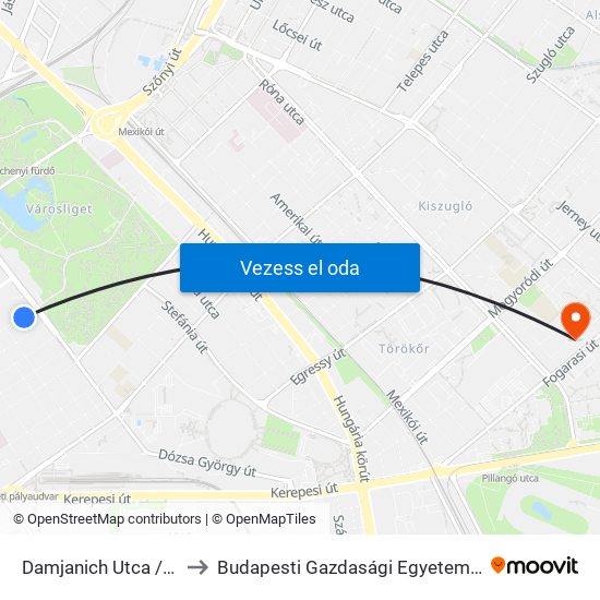 Damjanich Utca / Dózsa György Út to Budapesti Gazdasági Egyetem Pénzügyi És Számviteli Kar map