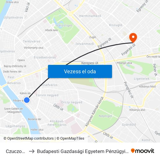 Czuczor Utca to Budapesti Gazdasági Egyetem Pénzügyi És Számviteli Kar map