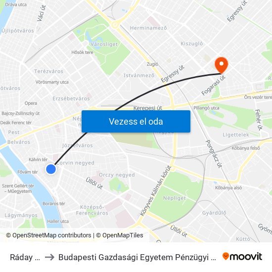 Ráday Utca to Budapesti Gazdasági Egyetem Pénzügyi És Számviteli Kar map