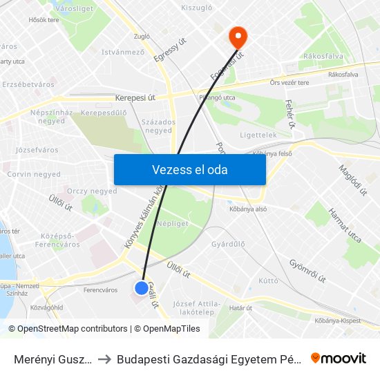 Merényi Gusztáv Kórház to Budapesti Gazdasági Egyetem Pénzügyi És Számviteli Kar map