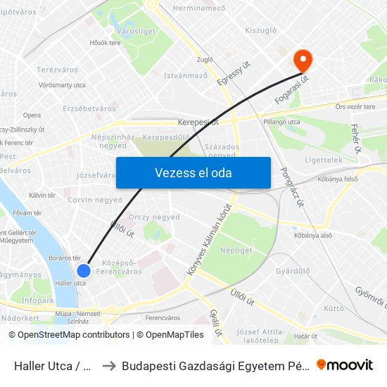 Haller Utca / Soroksári Út to Budapesti Gazdasági Egyetem Pénzügyi És Számviteli Kar map