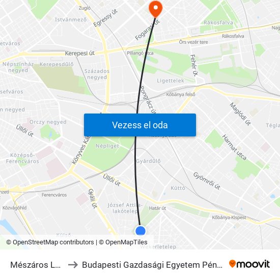 Mészáros Lőrinc Utca to Budapesti Gazdasági Egyetem Pénzügyi És Számviteli Kar map