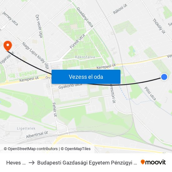 Heves Utca to Budapesti Gazdasági Egyetem Pénzügyi És Számviteli Kar map
