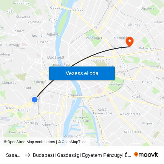 Sasadi Út to Budapesti Gazdasági Egyetem Pénzügyi És Számviteli Kar map