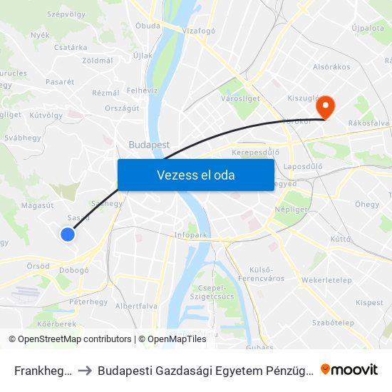 Frankhegy Utca to Budapesti Gazdasági Egyetem Pénzügyi És Számviteli Kar map