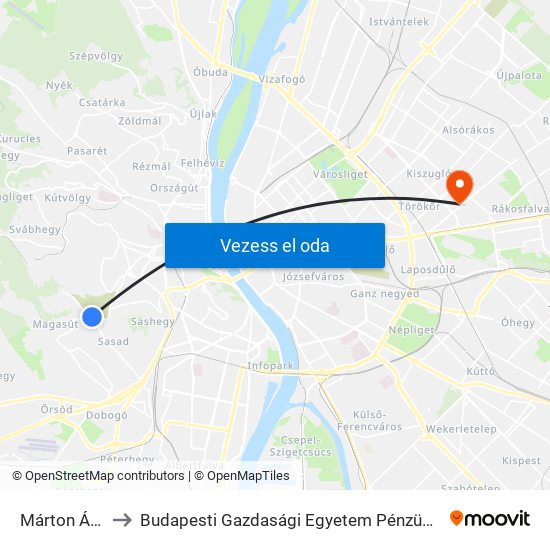 Márton Áron Tér to Budapesti Gazdasági Egyetem Pénzügyi És Számviteli Kar map