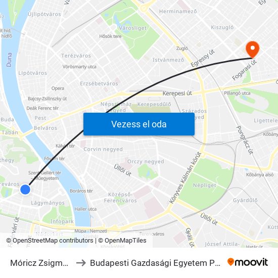 Móricz Zsigmond Körtér M to Budapesti Gazdasági Egyetem Pénzügyi És Számviteli Kar map