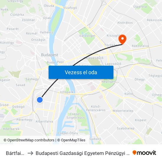 Bártfai Utca to Budapesti Gazdasági Egyetem Pénzügyi És Számviteli Kar map