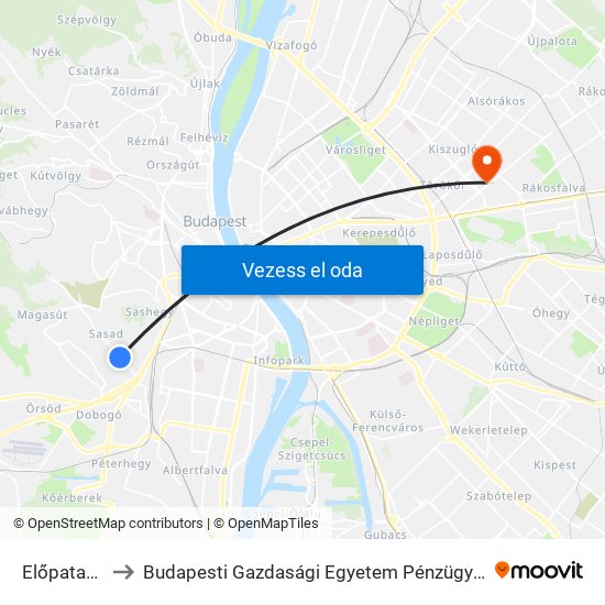 Előpatak Utca to Budapesti Gazdasági Egyetem Pénzügyi És Számviteli Kar map