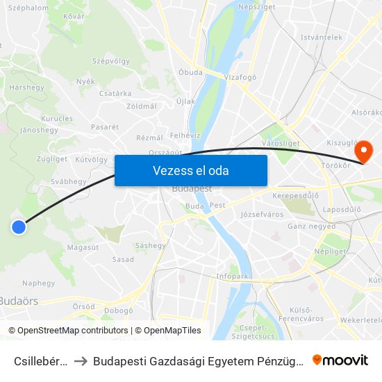 Csillebérc, Kfki to Budapesti Gazdasági Egyetem Pénzügyi És Számviteli Kar map