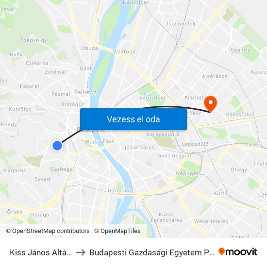 Kiss János Altábornagy Utca to Budapesti Gazdasági Egyetem Pénzügyi És Számviteli Kar map