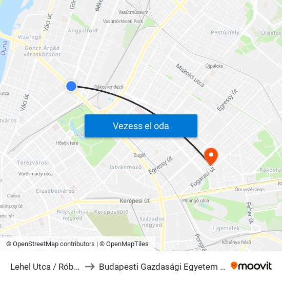 Lehel Utca / Róbert Károly Körút to Budapesti Gazdasági Egyetem Pénzügyi És Számviteli Kar map