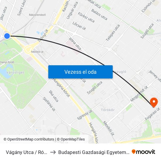 Vágány Utca / Róbert Károly Körút to Budapesti Gazdasági Egyetem Pénzügyi És Számviteli Kar map