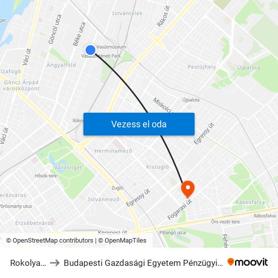 Rokolya Utca to Budapesti Gazdasági Egyetem Pénzügyi És Számviteli Kar map