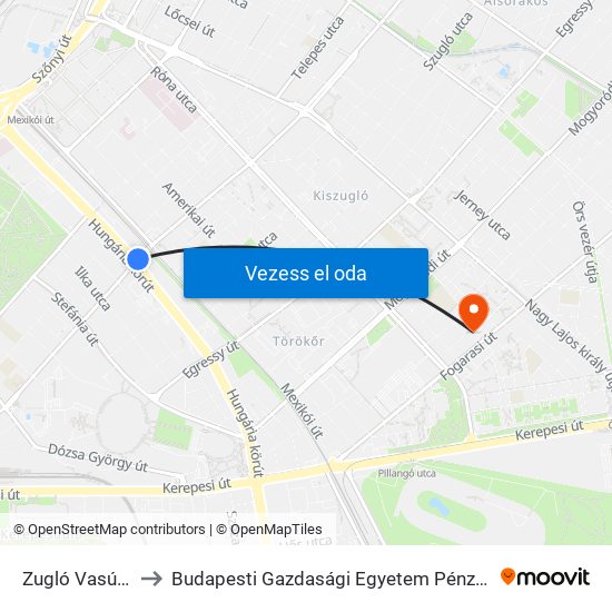 Zugló Vasútállomás to Budapesti Gazdasági Egyetem Pénzügyi És Számviteli Kar map