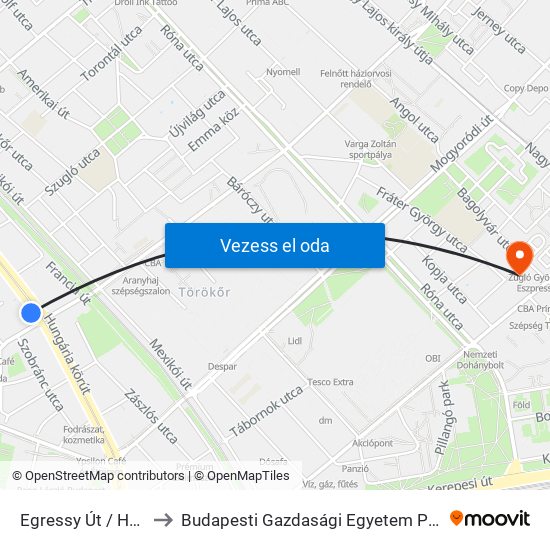 Egressy Út / Hungária Körút to Budapesti Gazdasági Egyetem Pénzügyi És Számviteli Kar map