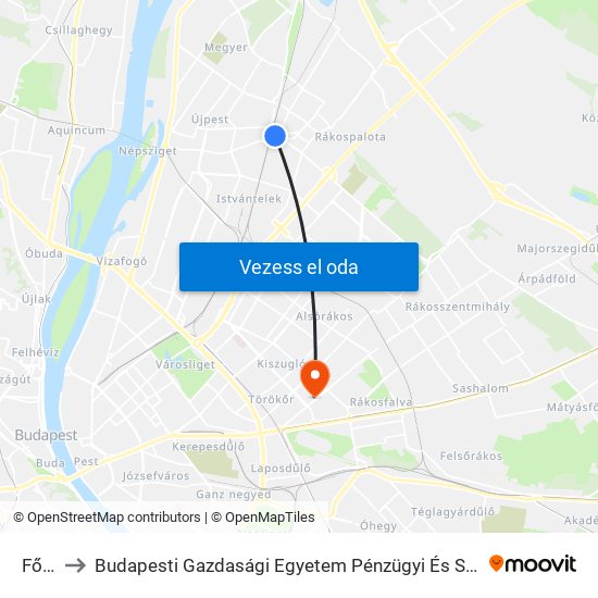 Fő Út to Budapesti Gazdasági Egyetem Pénzügyi És Számviteli Kar map