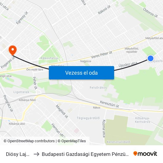 Diósy Lajos Utca to Budapesti Gazdasági Egyetem Pénzügyi És Számviteli Kar map