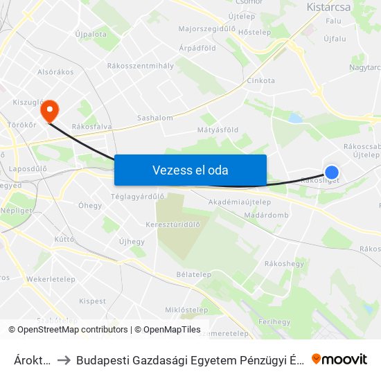 Ároktő Út to Budapesti Gazdasági Egyetem Pénzügyi És Számviteli Kar map