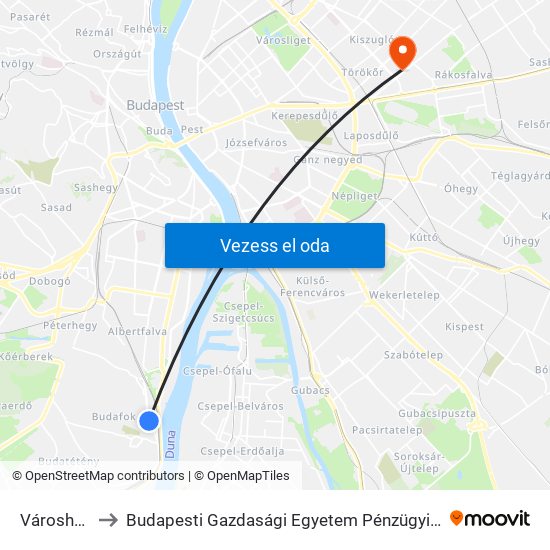 Városház Tér to Budapesti Gazdasági Egyetem Pénzügyi És Számviteli Kar map